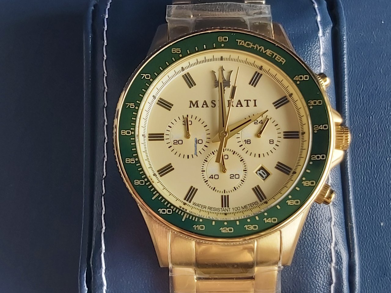 Maserati SFIDA Quartz Yellow Dial Gold Strap Watch For Men - R8873640005 Watches Maserati   