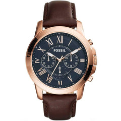 Fossil Grant Chronograph Blue Dial Brown Leather Strap Watch for Men - FS5068 Watches Fossil   