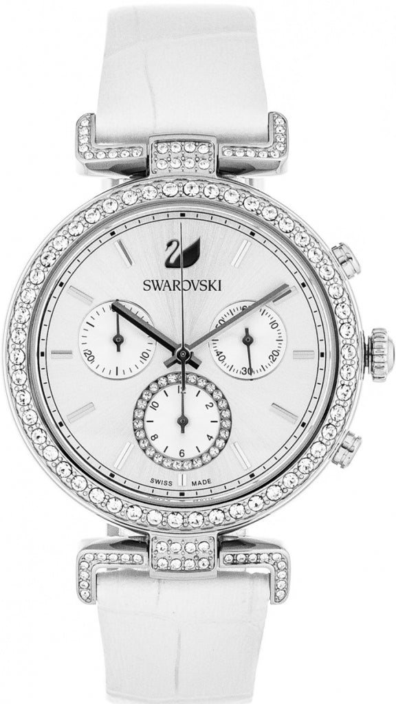 Swarovski Era Journey Silver Dial White Leather Strap Watch for Women - 5295346 Watches Swarovski   