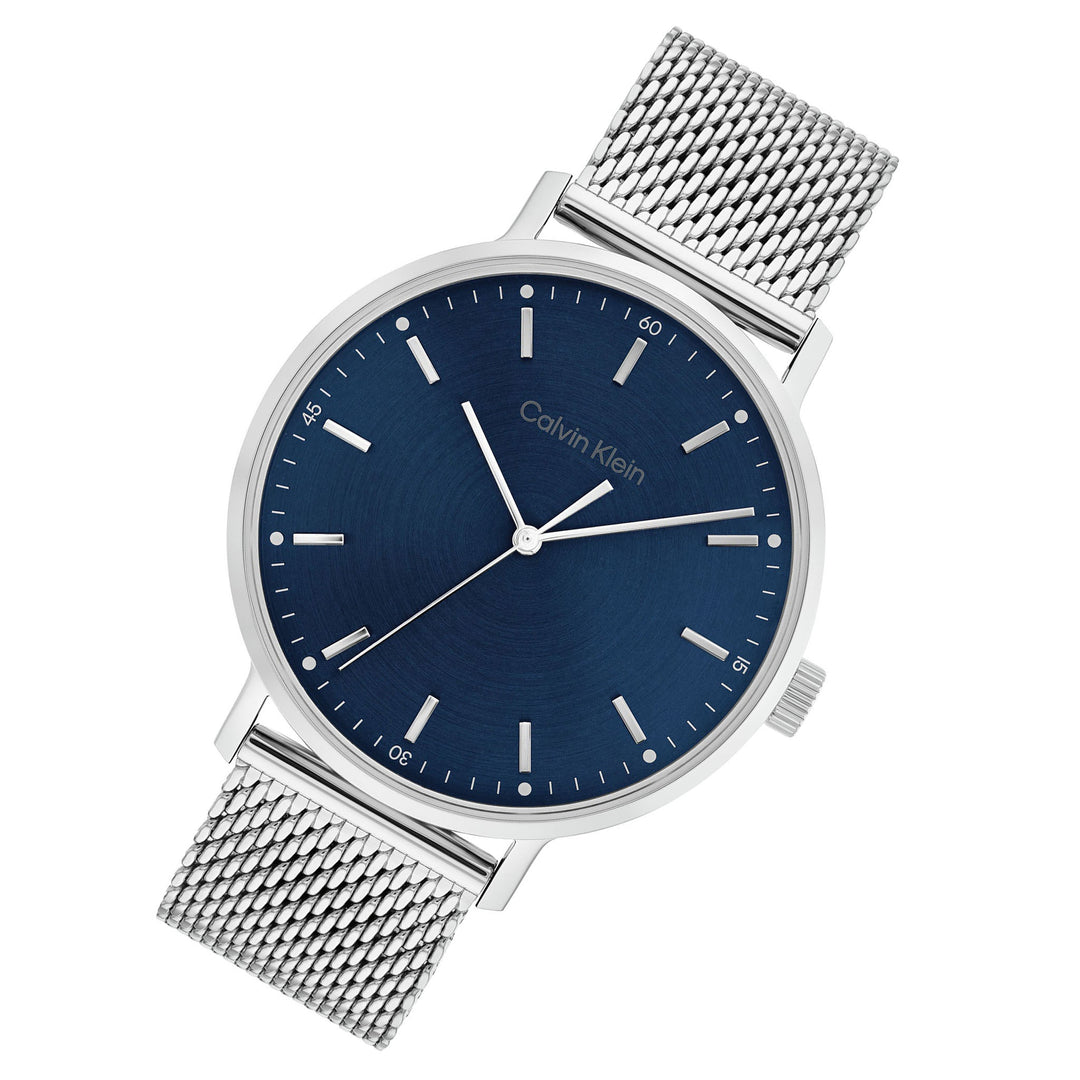 Calvin Klein High Noon Quartz Blue Dial Silver Mesh Bracelet Watch for Men - K8M2112N Watches Calvin Klein   