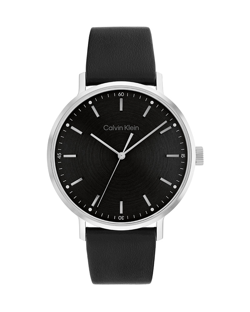 Calvin Klein High Noon Quartz Black Dial Black Leather Strap Watch for Men - K8M211C1 Watches Calvin Klein   