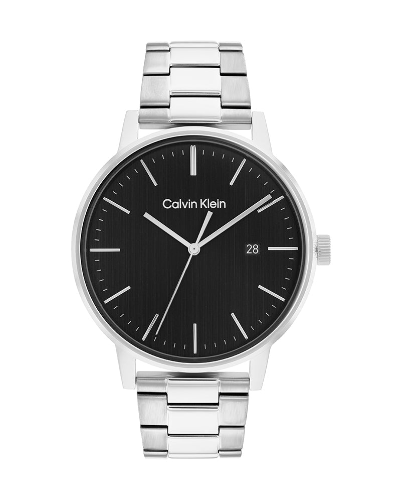 Calvin Klein City Chronograph Black Dial Silver Steel Strap Watch for Men - K2G2G14Y Watches Calvin Klein   