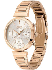 Hugo Boss Flawless Quartz White Dial Gold Steel Strap Watch for Women -1502531 Watches Hugo Boss   