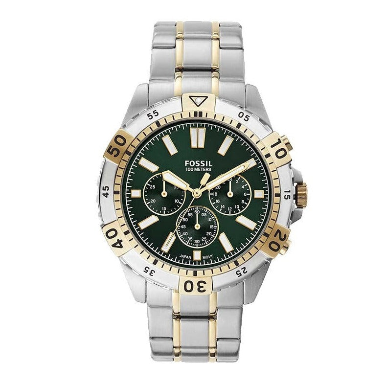 Fossil Garrett Chronograph Green Dial Two Tone Steel Strap Watch for Men - FS5622 Watches Fossil   