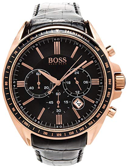 Hugo Boss Driver Black Dial Black Leather Strap Watch for Men - 1513092 Watches Hugo Boss   