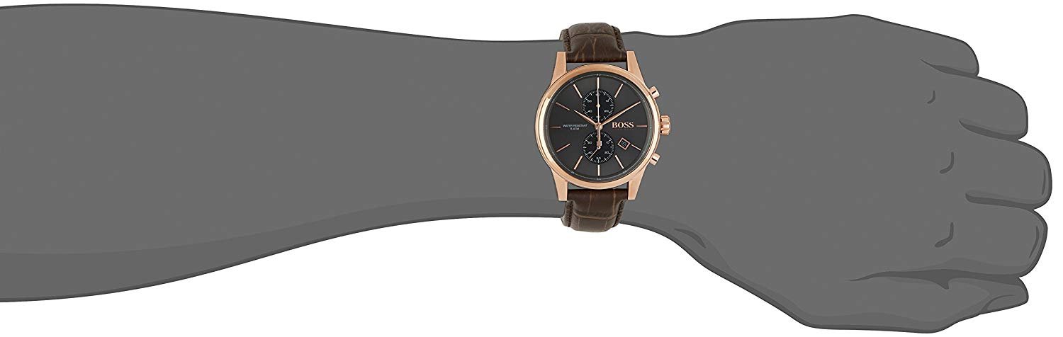 Hugo Boss Jet Grey Dial Brown Leather Strap Watch for Men - 1513281 Watches Hugo Boss   