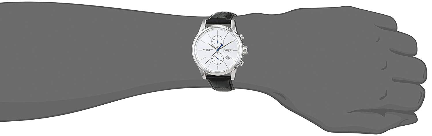 Hugo Boss Jet Silver Dial Black Leather Strap Watch for Men - 1513282 Watches Hugo Boss   