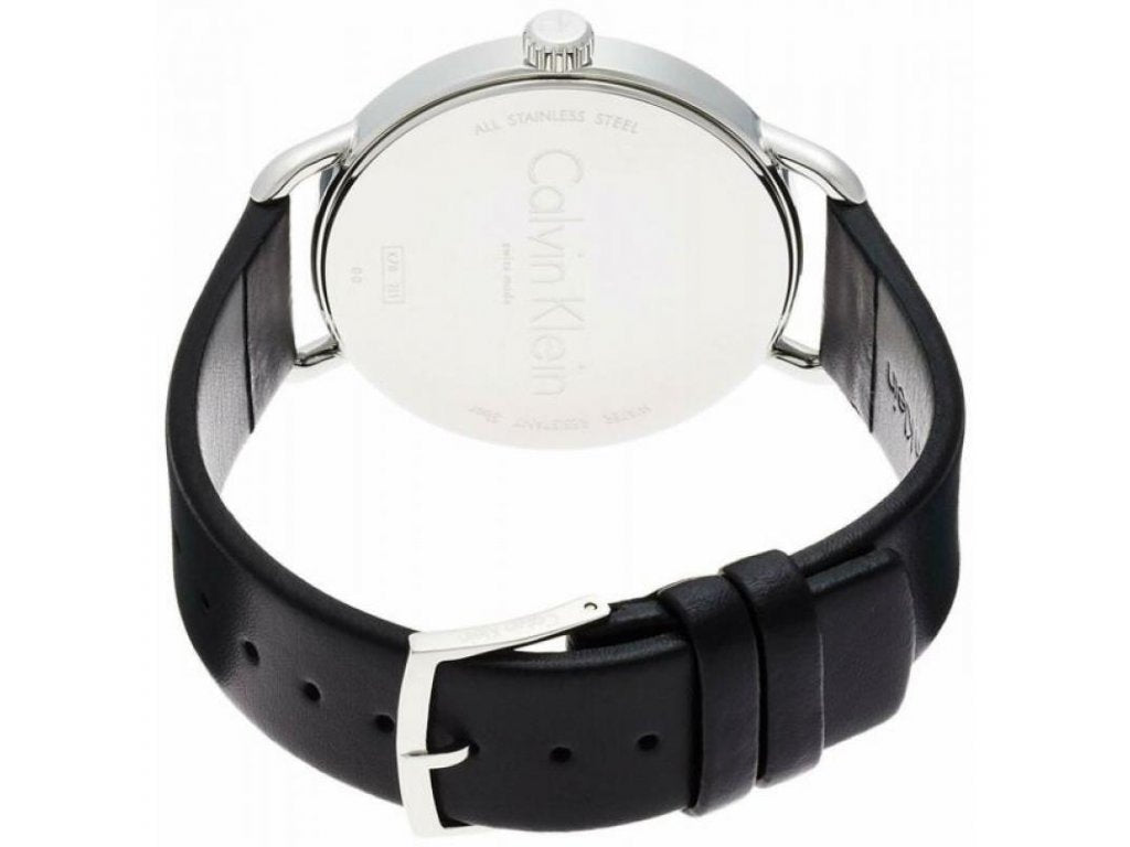 Calvin Klein High Noon Quartz White Dial Black Leather Strap Watch for Men - K8M211C6 Watches Calvin Klein   