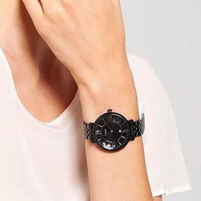 Fossil Jacqueline Black Dial Black Mesh Bracelet Watch for Women - ES3614 Watches Fossil   