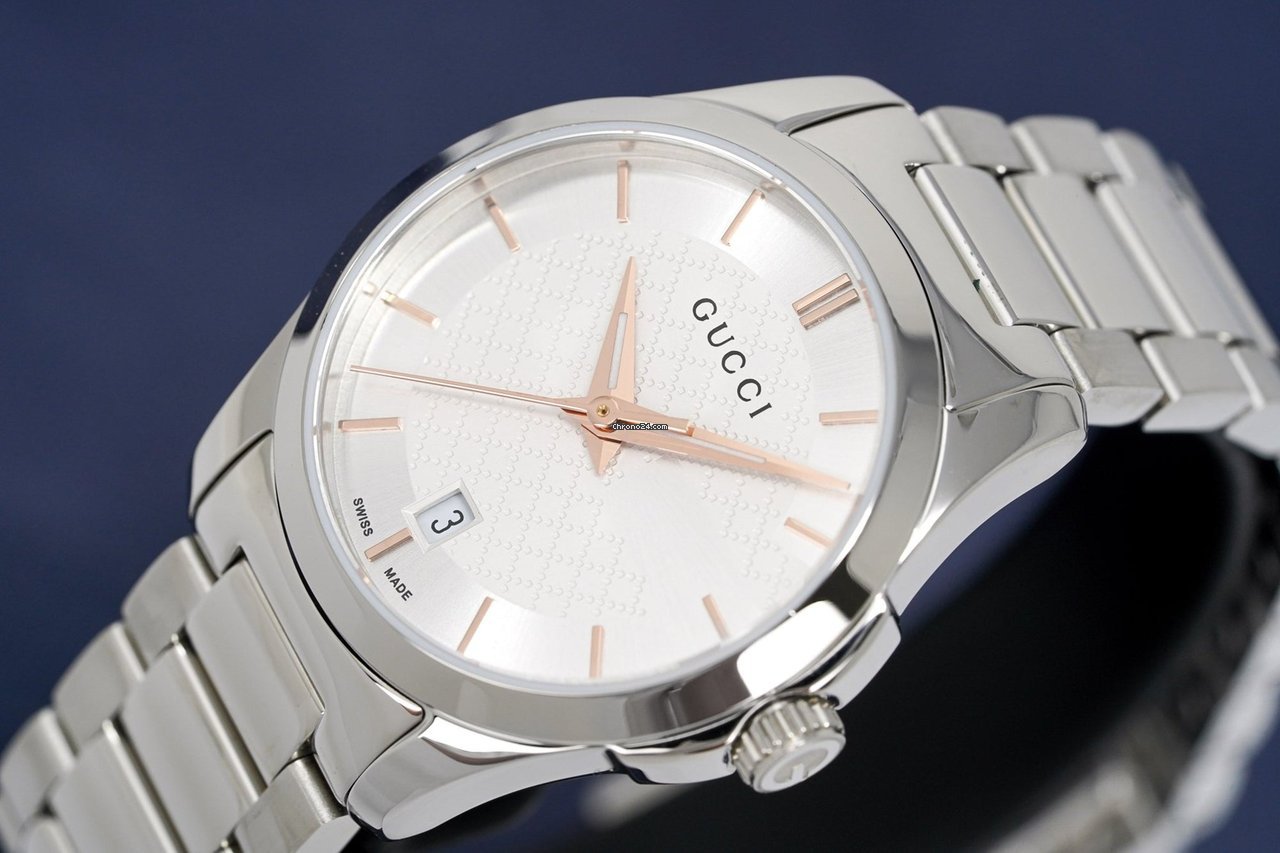 Gucci G Timeless Silver Dial Silver Steel Strap Watch For Women - YA126523 Watches Gucci   