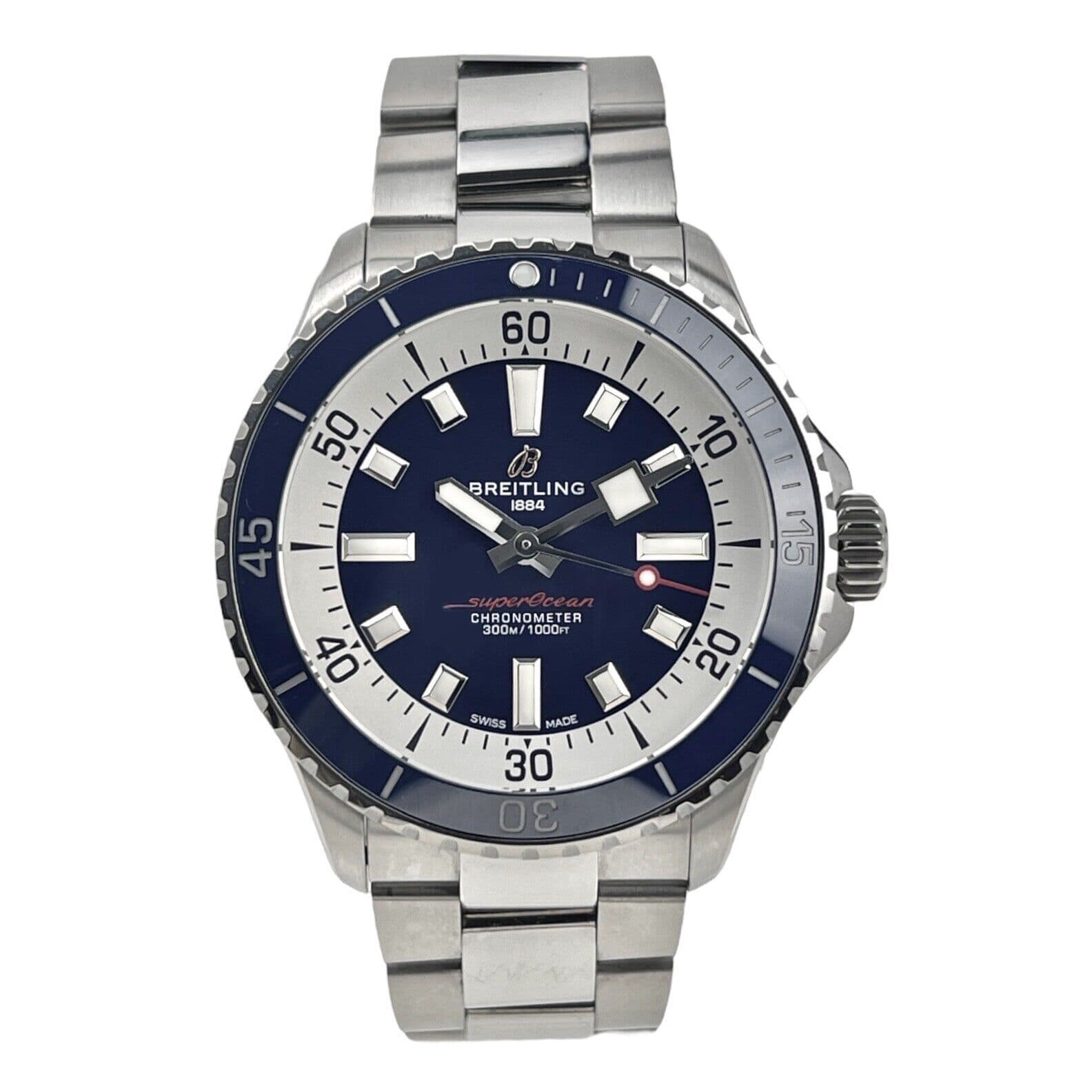 Breitling Superocean Automatic 42mm Blue Dial Silver Steel Strap Watch for Men - A17375E71C1A1 Watches Breitling   