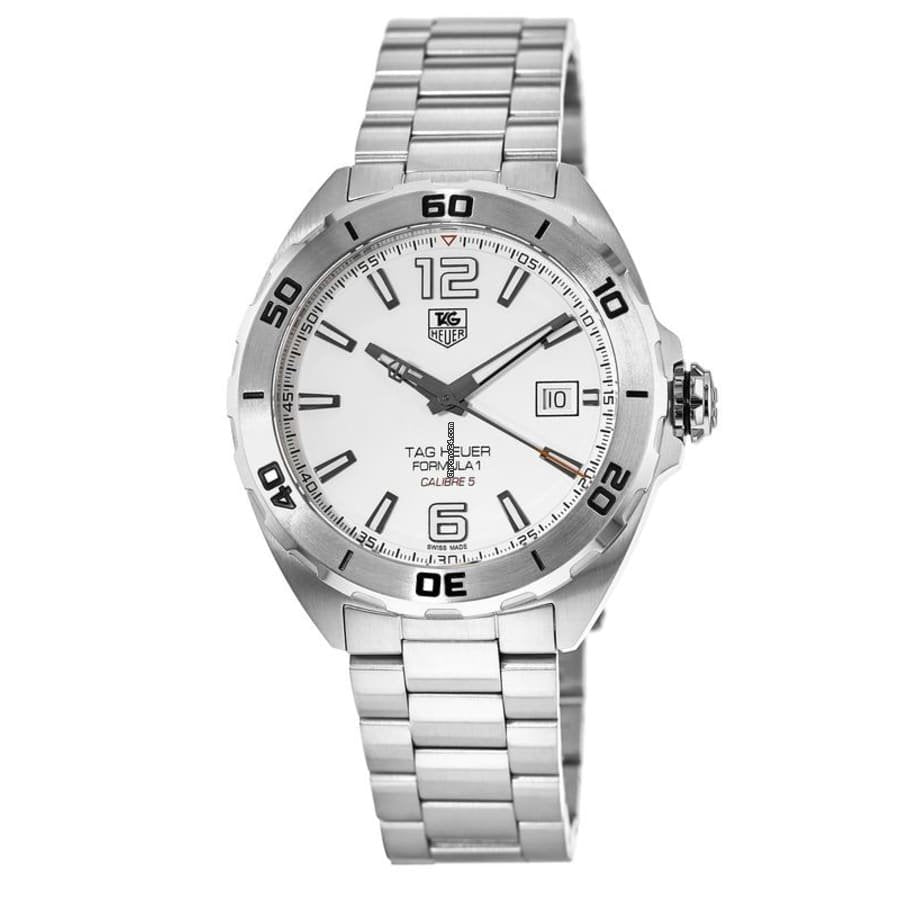 Tag Heuer Formula 1 Calibre 5 Automatic White Dial Silver Steel Strap Watch for Men - WAZ2114.BA0875 Watches Tag Heuer   