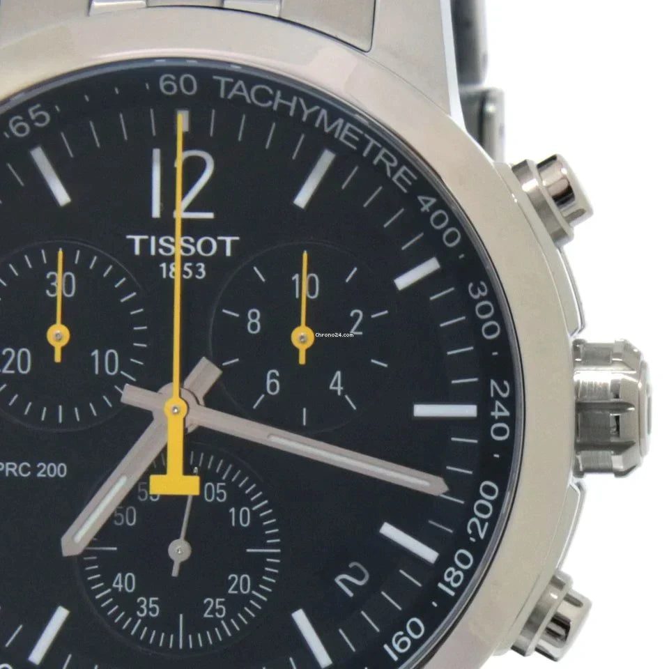 Tissot PRC 200 Chronograph Black Dial Silver Stainless Steel Watch For Men - T114.417.11.057.00 Watches Tissot   
