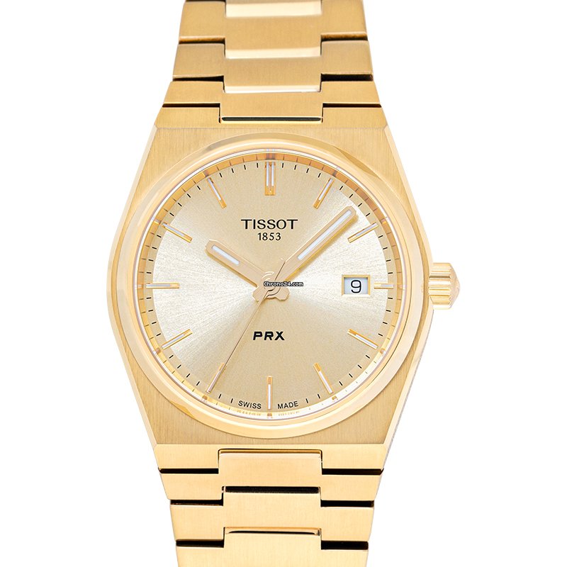 Tissot PRX Quartz Gold Dial 35mm Stainless Steel Strap Watch for Men - T137.210.33.021.00 Watches Tissot   