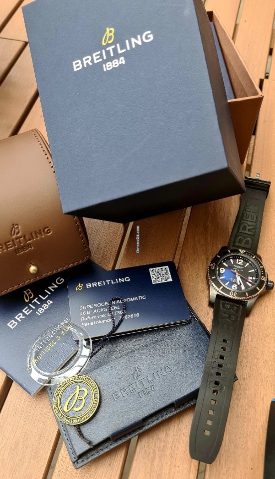 Breitling Superocean Automatic 46mm Black Dial Black Rubber Strap Watch for Men - U17368221B1S1 Watches Breitling   