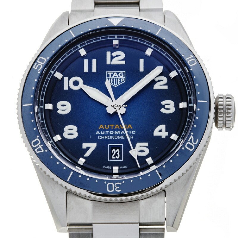 Tag Heuer Autavia Automatic 42mm Blue Dial Silver Steel Strap Watch for Men - WBE5116.EB0173 Watches Tag Heuer   