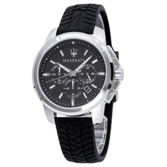 Maserati Successo Chronoraph Black Dial Black Silicon Strap Watch For Men - R8871621014 Watches Maserati   