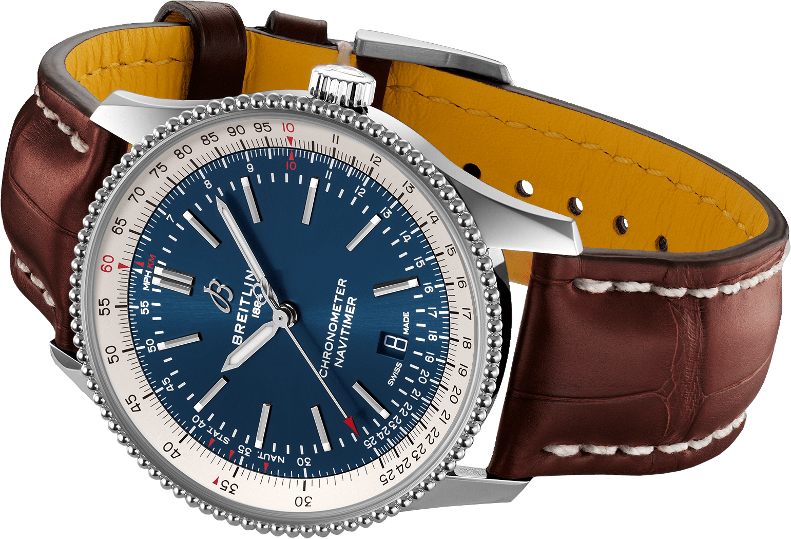 Breitling Navitimer 1 Automatic 41mm Blue Dial Brown Leather Strap Mens Watch - A17326211C1P1 Watches Breitling   