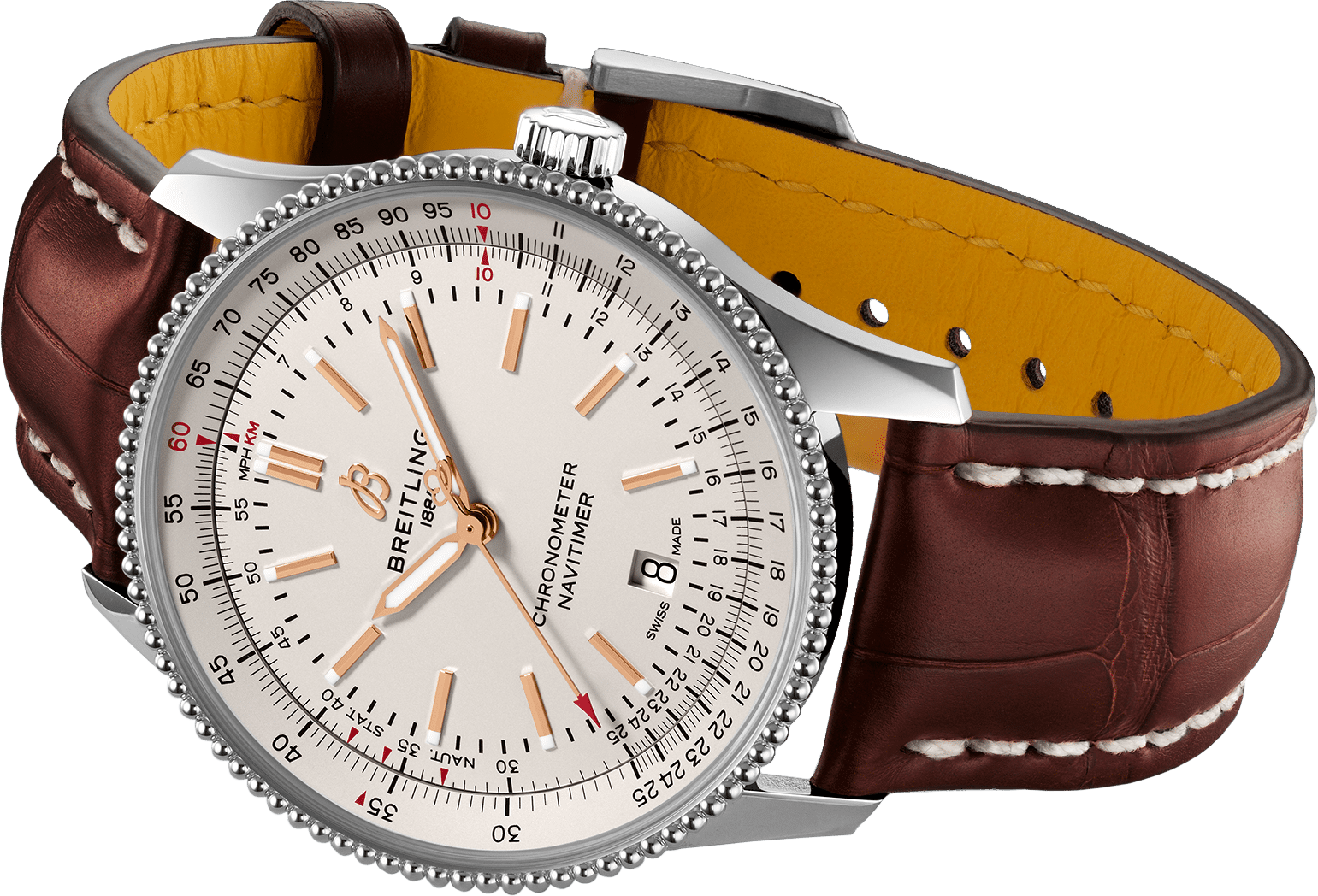 Breitling Navitimer 1 Automatic 41mm White Dial Brown Leather Strap Mens Watch - A17326211G1P1 Watches Breitling   