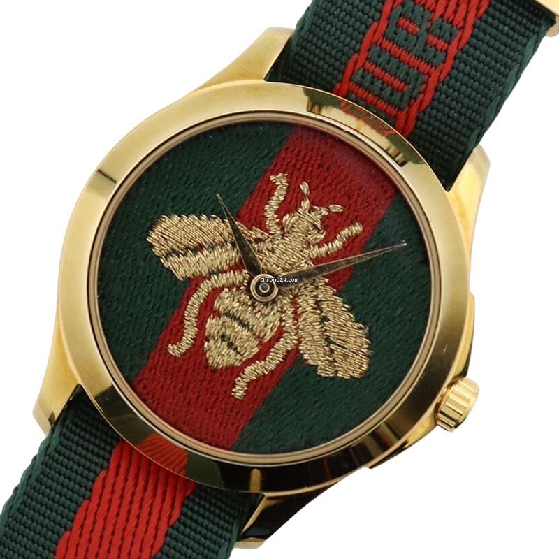 Gucci Le Marche des Merveilles Green & Red Dial Green & Red NATO Strap Unisex Watch - YA126487 Watches Gucci   