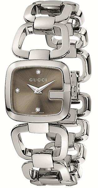 Gucci G Gucci Brown Dial Silver Steel Strap Watch For Women - YA125503 Watches Gucci   