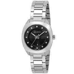 Gucci GG2570 Diamonds Black Dial Silver Steel Strap Watch For Women - YA142503 Watches Gucci   