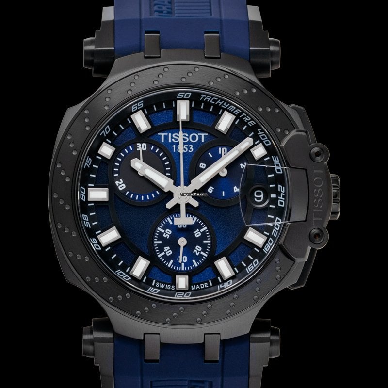 Tissot T Race Chronograph 42mm Blue Dial Blue Silicon Strap Watch For Men - T115.417.37.041.00 Watches Tissot   