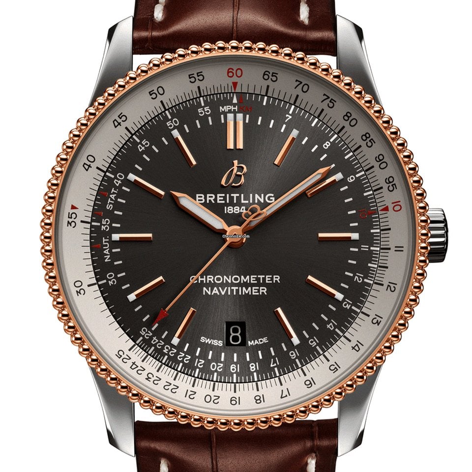 Breitling Navitimer 1 Automatic 41mm Black Dial Brown Leather Strap Mens Watch - U17326211M1P1 Watches Breitling   