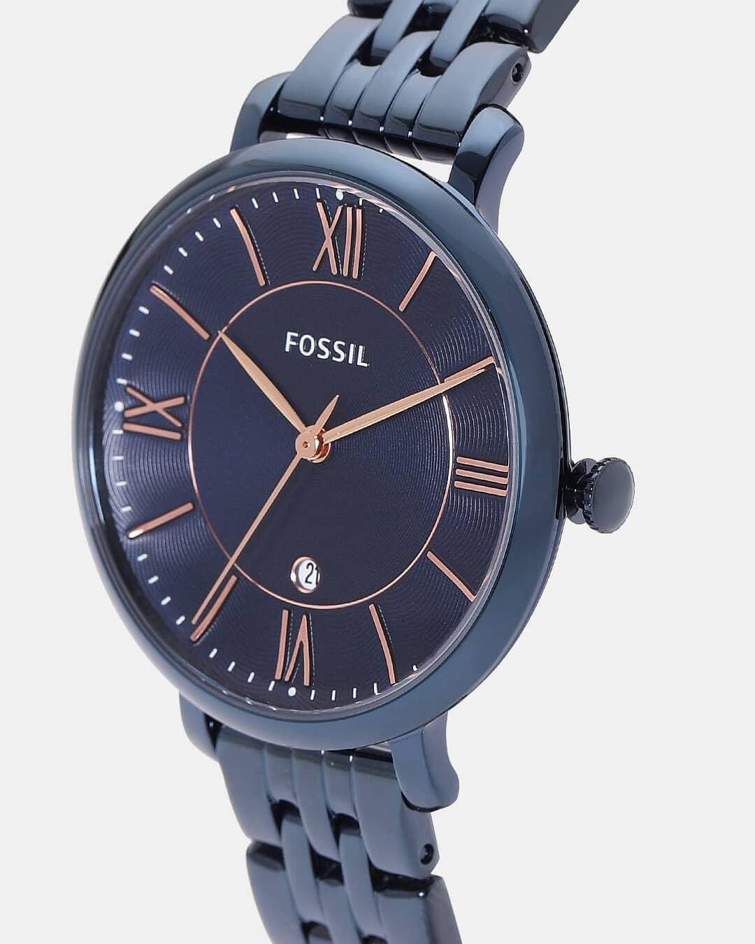 Fossil Jacqueline Blue Dial Blue Steel Strap Watch for Women - ES4094 Watches Fossil   