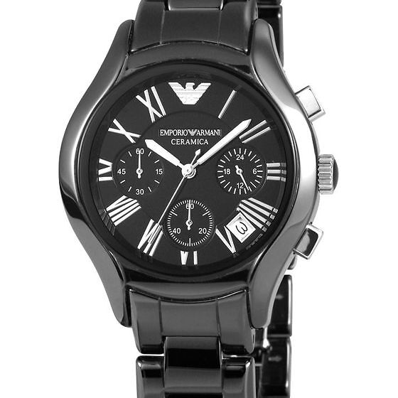 Emporio Armani Black Ceramic Dial Ceramic Strap Watch For Women - AR1401 Watches Emporio Armani   