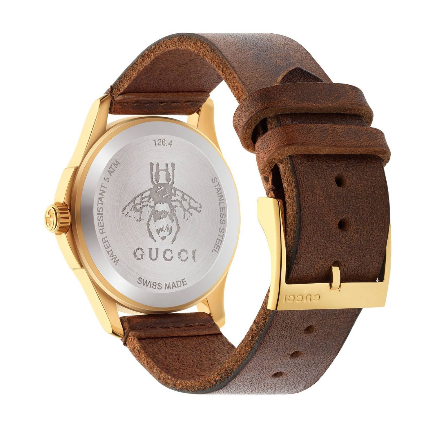 Gucci Le Marche Des Merveilles Red & Green Dial Brown Leather Strap Unisex Watch - YA126497 Watches Gucci   