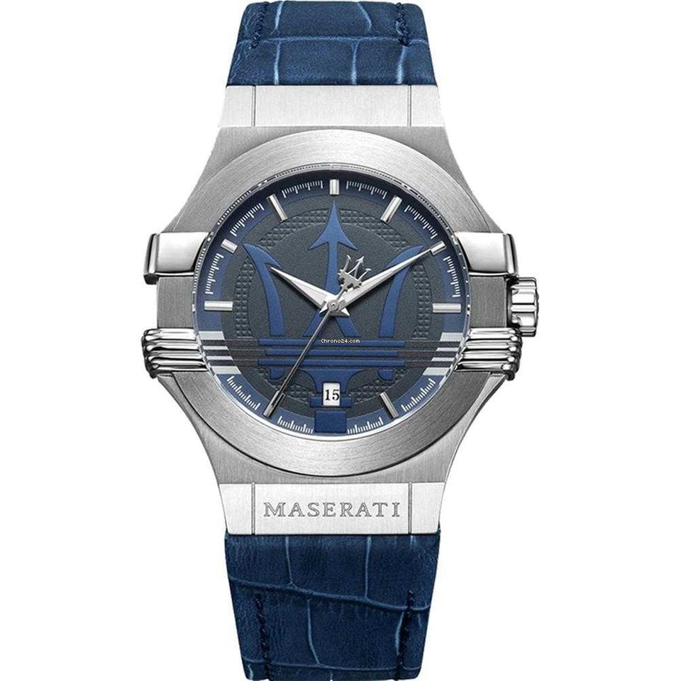 Maserati Potenza Blue Dial Blue Leather Strap Watch For Men - R8851108015 Watches Maserati   