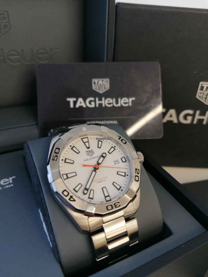 Tag Heuer Aquaracer Quartz 41mm White Dial Silver Steel Strap Watch for Men - WBD1111.BA0928 Watches Tag Heuer   