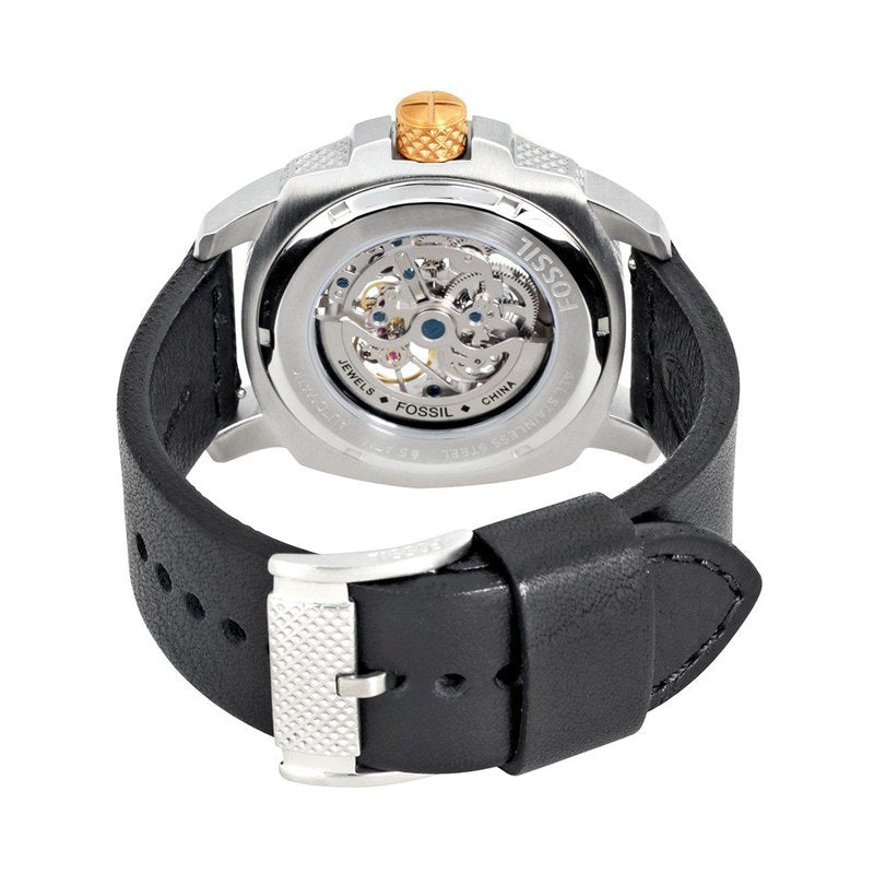 Fossil Modern Machine Automatic Skeleton Dial Black Leather Strap Watch for Men - ME3082 Watches Fossil   