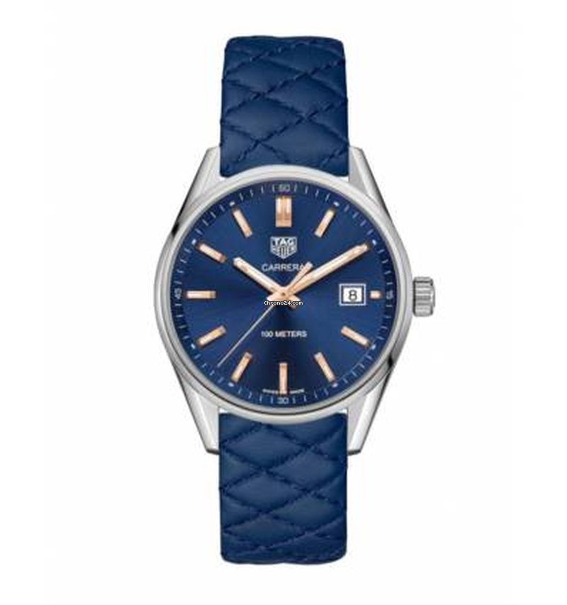 Tag Heuer Carrera Quartz 39mm Blue Dial Blue Calfskin Strap Watch for Women - WAR1112.FC6391 Watches Tag Heuer   