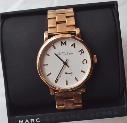 Marc Jacobs Baker White Dial Rose Gold Stainless Steel Strap Watch for Women - MBM3244 Watches Marc Jacobs   