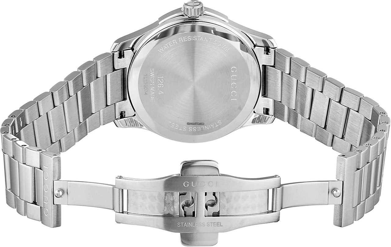 Gucci G Timeless Grey Dial Silver Steel Strap Watch For Men - YA126441 Watches Gucci   