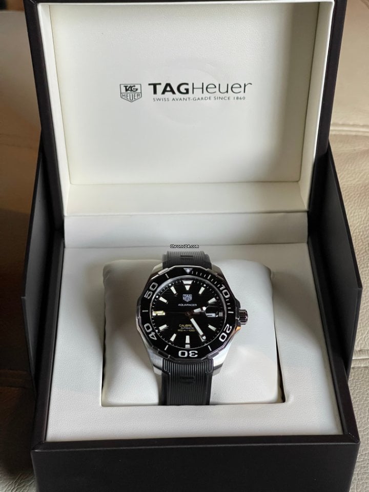 Tag Heuer Aquaracer Calibre 5 Automatic Black Dial Black Rubber Strap Watch for Men - WAY201A.FT6142 Watches Tag Heuer   