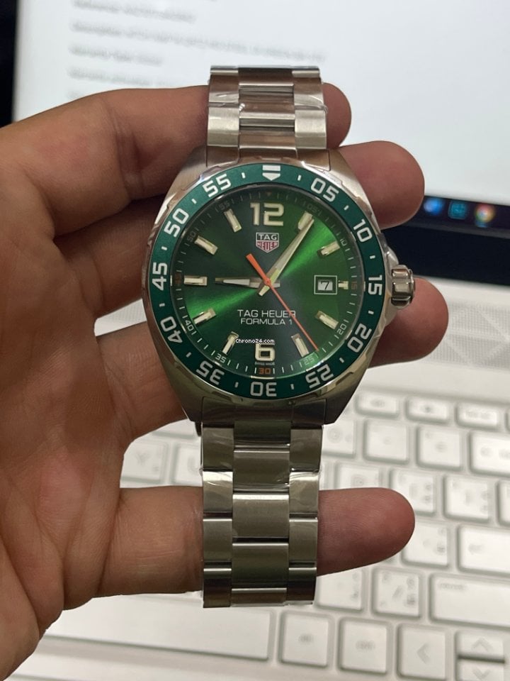 Tag Heuer Formula 1 Limited Edition Quartz 43mm Green Dial Silver Steel Strap Watch for Men - WAZ1017.BA0842 Watches Tag Heuer   