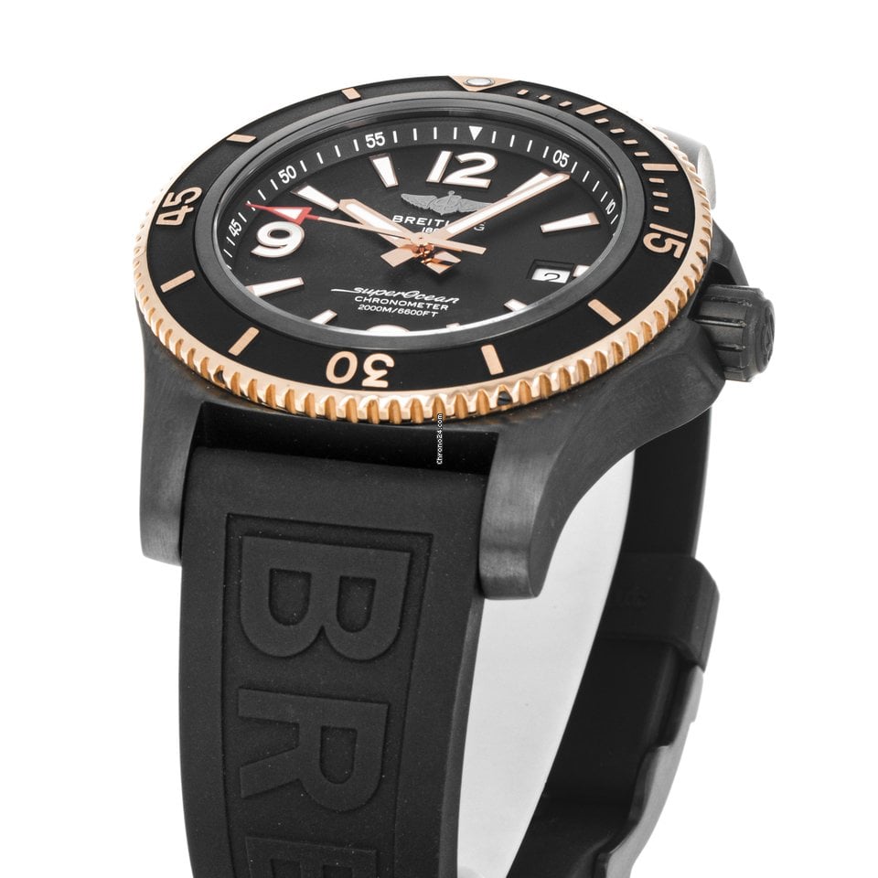 Breitling Superocean Automatic 46mm Black Dial Black Rubber Strap Watch for Men - U17368221B1S1 Watches Breitling   