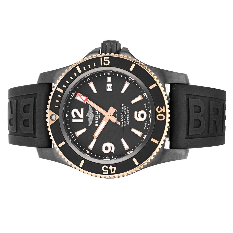 Breitling Superocean Automatic 46mm Black Dial Black Rubber Strap Watch for Men - U17368221B1S1 Watches Breitling   