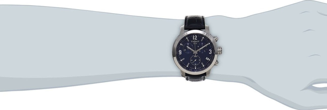 Tissot PRC 200 Chronograph Blue Dial Blue Leather Strap Watch For Men - T055.417.16.047.00 Watches Tissot   