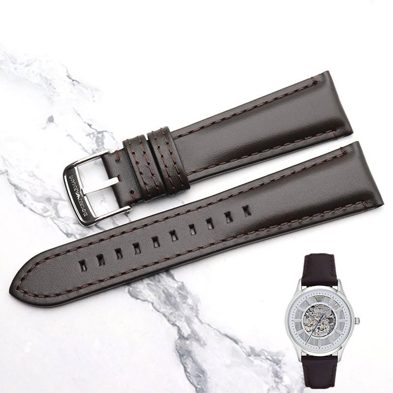 Emporio Armani Meccanico White Dial Brown Leather Strap Watch For Men - AR1946 Watches Emporio Armani   