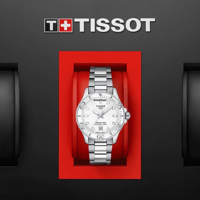 Tissot Seastar 1000 Lady Quartz 36mm White Dial Stainless Steel Strap Unisex Watch - T120.210.11.011.00 Watches Tissot   