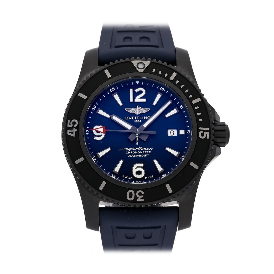 Breitling Superocean Automatic 46mm Blue Dial Blue Rubber Strap Watch for Men - M17368D71C1S1 Watches Breitling   