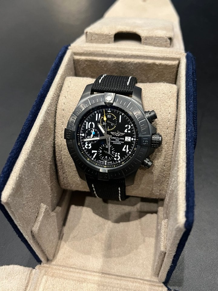 Breitling Avenger Chronograph 45mm Night Mission Black Dial Black Nylon Strap Watch for Men - V13317101B1X1 Watches Breitling   