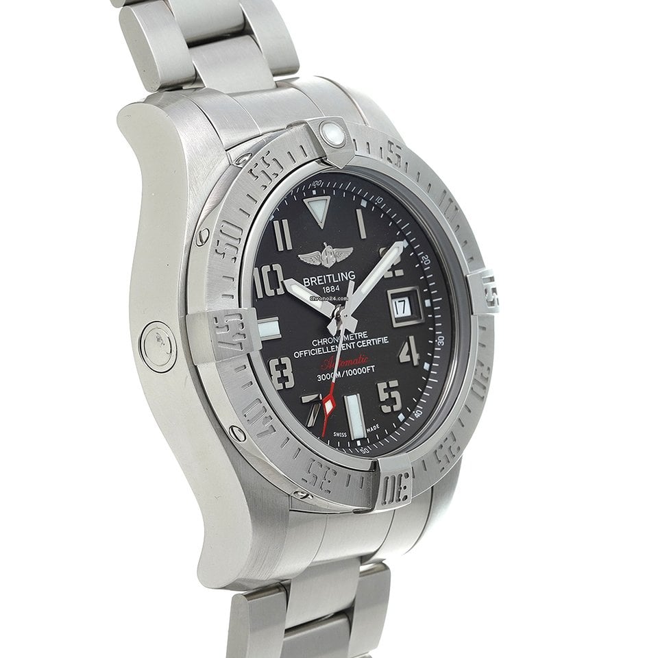 Breitling Avenger II Seawolf 45mm Grey Dial Silver Steel Strap Mens Watch - A1733110/F563 Watches Breitling   