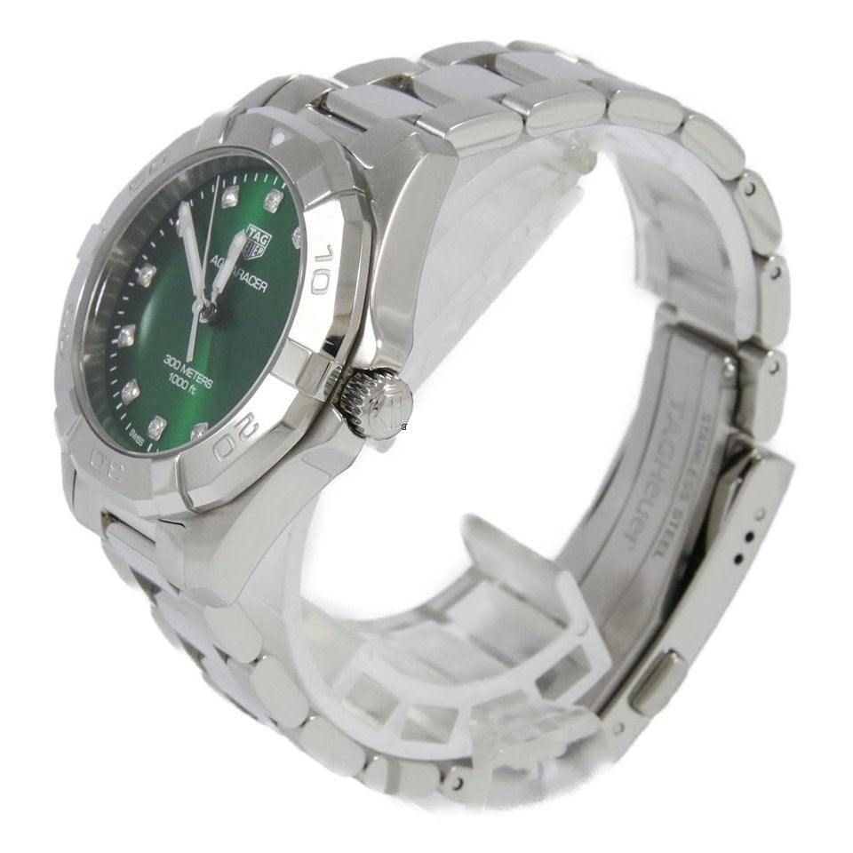 Tag Heuer Aquaracer Quartz 32mm Emerald Green Dial Silver Steel Strap Watch for Women - WBD1316.BA0740 Watches Tag Heuer   