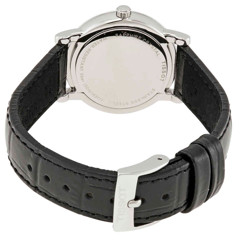 Tissot Carson Premium Lady Silver Dial Black Leather Strap Watch For Women - T122.210.16.033.00 Watches Tissot   