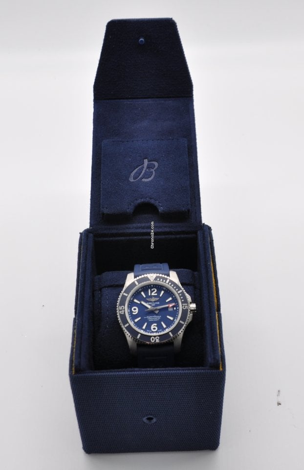 Breitling Superocean 44mm Automatic Blue Dial Blue Rubber Strap Watch for Men - A17367D81C1S2 Watches Breitling   